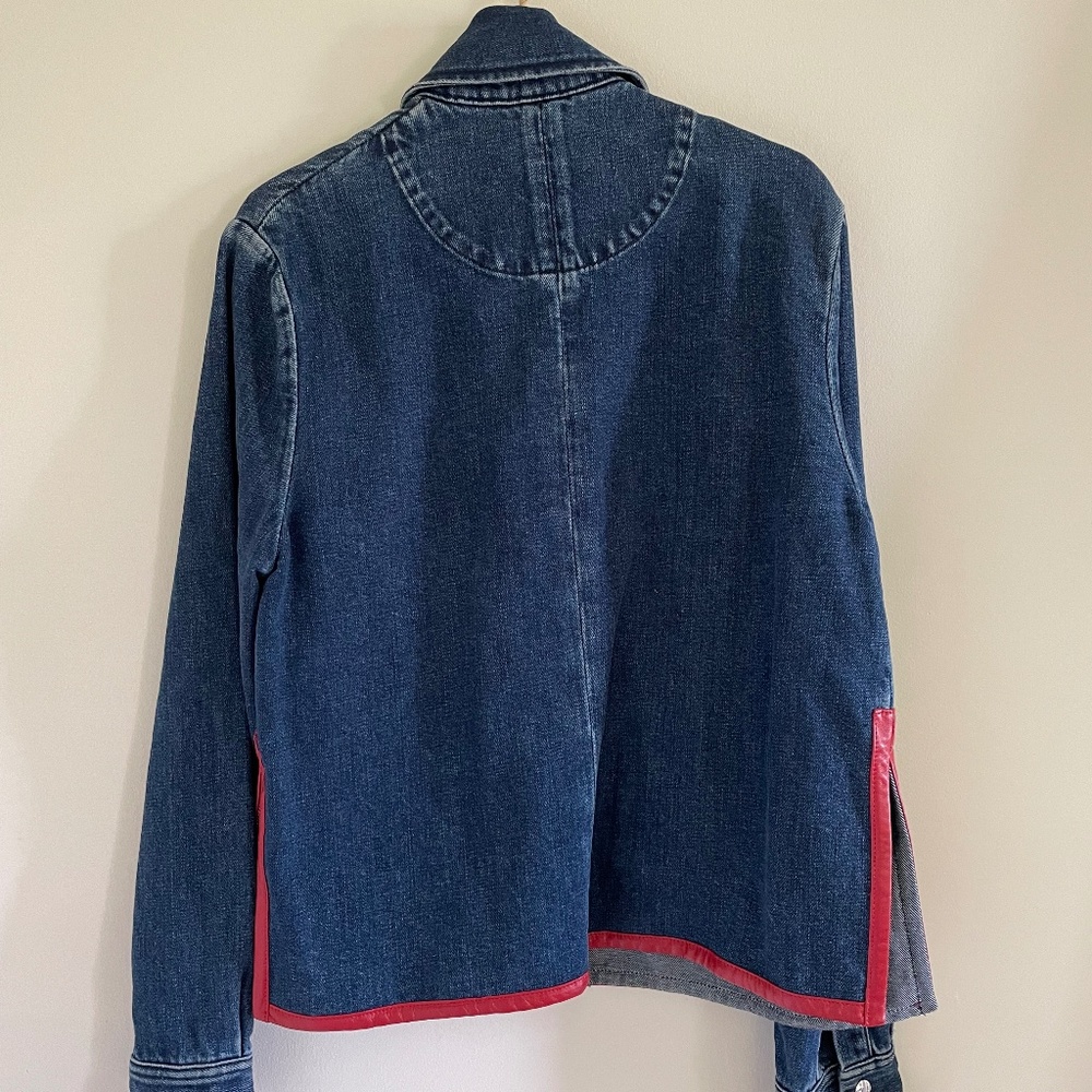 ACNE STUDIOS DENIM JACKET WITH RED LEATHER TRIM - Picture 3 of 5